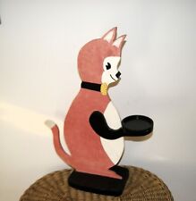 Vintage Wooden Cat Feline Dumb Waiter Stand Café Restaurant Retail Display Prop