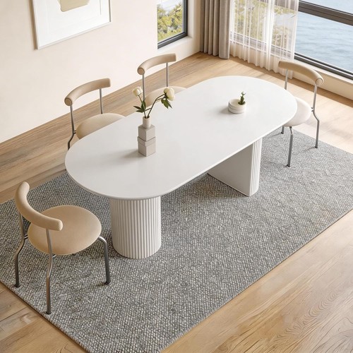 Cream white oval dining - oval,
