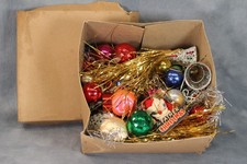 Box of Vintage Christmas Decoration Mid Century Baubles Tree Hanging Dec Job Lot