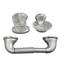 Bathroom Cup, Dish & Toilet Roll Holder With Brackets Set Caravan/Motorhome