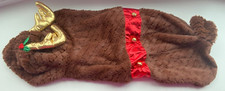 Fur Reindeer Dog Puppy Fancy Dress Outfit Large 3D Antlers Tail Bells Adjustable