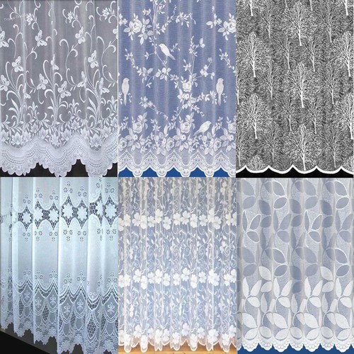 Scalloped white net curtains - white,