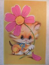 Vintage Kitten Cat Flower Notelets Cards x 3 1980’s. Unused.