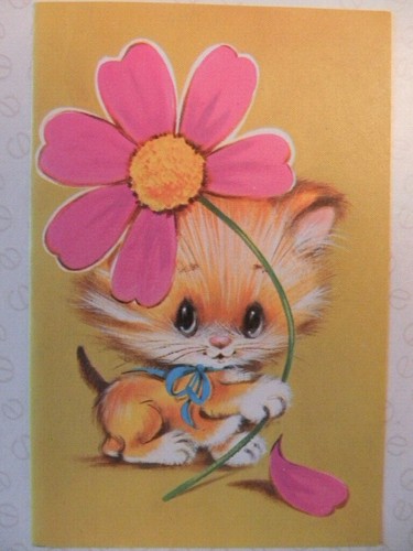 Vintage kitten cat flower - kitten,