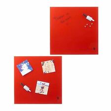 Red Magnetic Glass Board Message Writing Notice with Pen Wall Mounted Kitchen
