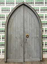 HARDWOOD ARCHED FRENCH DOORS WOODEN USED CHURCH RECLAIMED ANTIQUE TALL WOOD  OLD