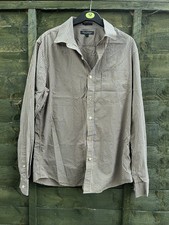 Banana Republic Medium Slim Fit Shirt Mustard White Checks Excellent Condition