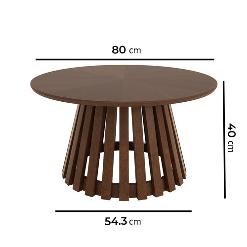 Round walnut pedestal nest - walnut,