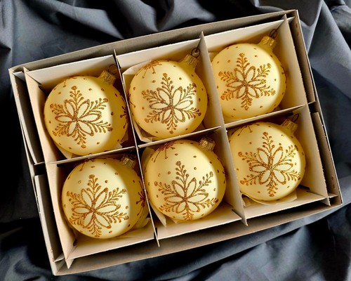 Hand painted glass baubles set - painted,
