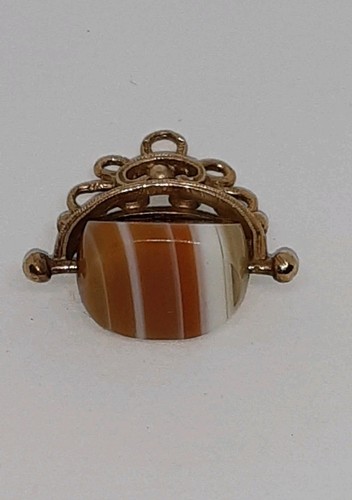 9ct gold agate spinning fob - 9ct,