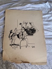 Antique Cartoon Pen And Ink Sketch