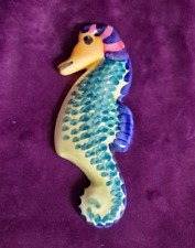 Vintage Handpainted Ceramic Seahorse Wall Plaque - Signed Portugal