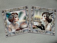 2 x Art Deco Birthday Card