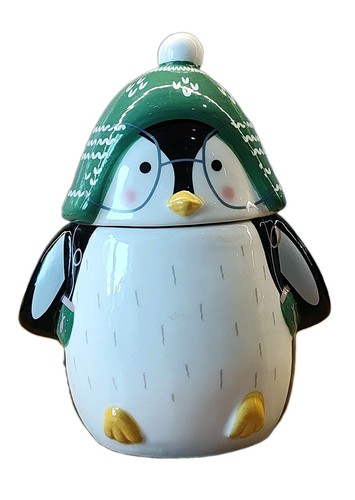 Penguin ceramic cookie jar - cookie,