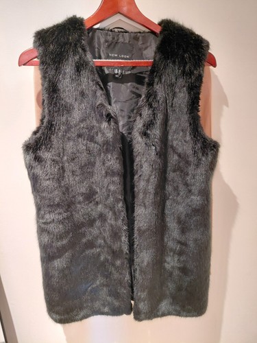 Black faux fur gilet size - gilet,