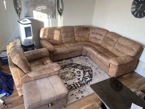 Large leather corner sofa - leather,