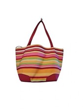 LANCOME stripe beach bag shoulder bag handbag colourful canvas