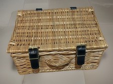 Wicker Hamper  Basket Empty With Handle , Straps 26cm x 20cm x 10cm 