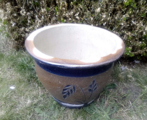 Terracotta brown and blue