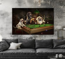 Dogs Playing Pool Billiard