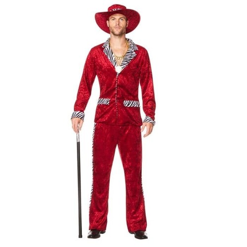 Mens 1970s red pimp - mens, suit