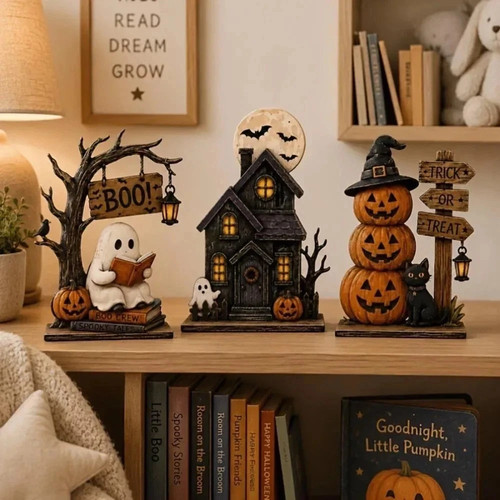 3pcs vintage halloween wooden - vintage,