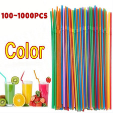 1000X Straws Plastic Bendy Colourful Straws Birthday Wedding Summer Party Drink