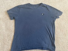 Nike Men's Navy T-Shirt Medium Black white Logo 100% Cotton The Nike Tee