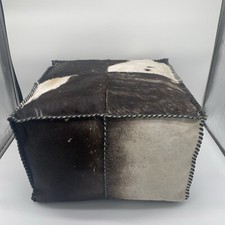Cowhide Leather Hair Pouf Ottoman