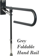 Foldaway Hand Rail w/ Drop Down Leg Grey Stainless Steel