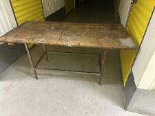 VINTAGE WOODEN TABLE/DESK ON METAL BASE