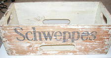 VINTAGE SCHWEPPES WOODEN CRATE 47 CM LONG PERFECT 7" VINYL RECORD BOX STORE 1970
