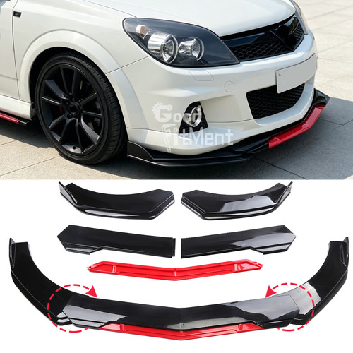Glossy black red front bumper - black,