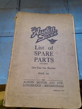 AUSTIN SEVEN LIST OF SPARE