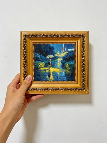 Umbrella figure oil painting - oil,