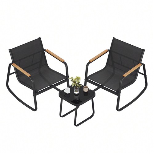 Black outdoor seat - outdoor, rocking