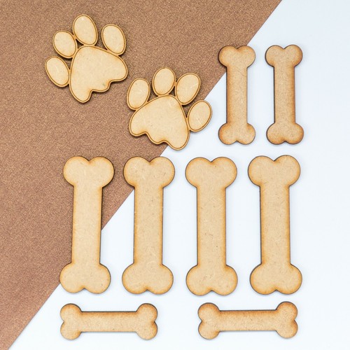 Wooden mdf dog bones shape - wooden,