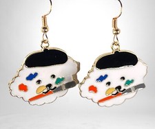 ENAMEL DOG EARRINGS poodle bichon frise kawaii gold plate pierced artist