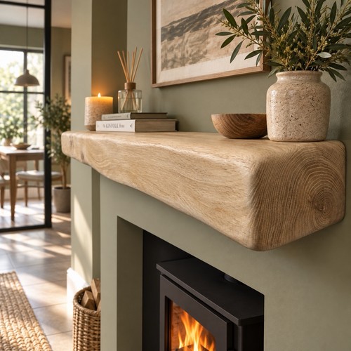 Solid oak mantel beam - mantel,