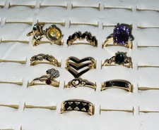 Bundle of 10 Chunky Gold Coloured Costume Jewellery RINGS All different GNG