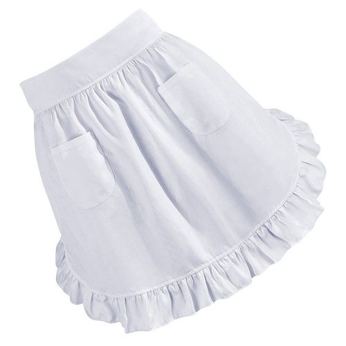 White ruffled apron waist - white,
