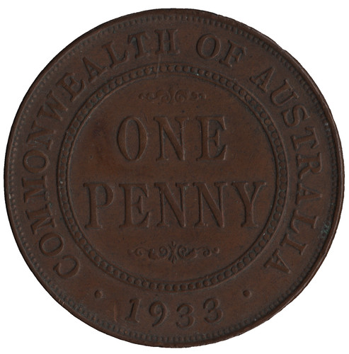 1933 australia one - penny, –