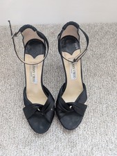 Jimmy Choo Black Satin Macy Shoe 37.5 Timeless, Classy