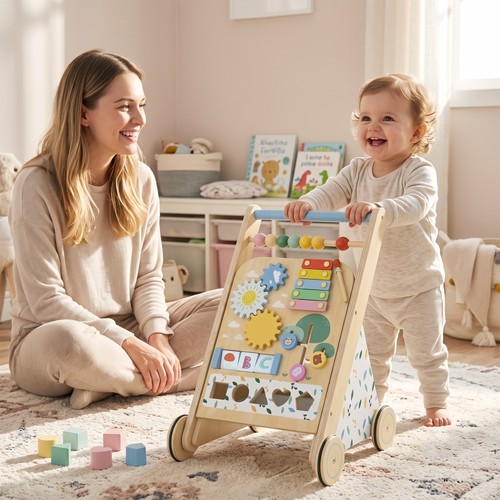 Wooden baby walker - wooden,