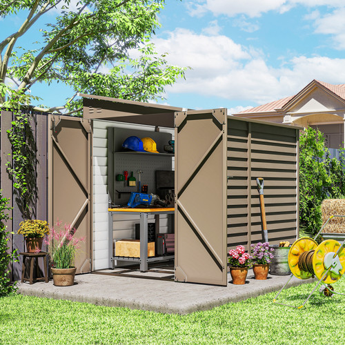 Galvanised metal garden shed - garden,
