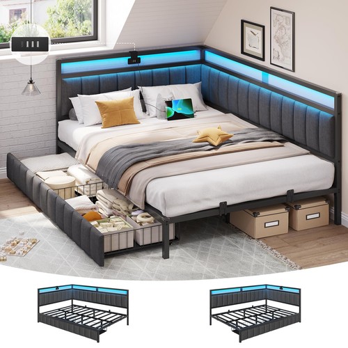 Double bed frame with - bed,