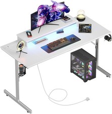Bestier Gaming Desk 131.6 CM with Power Outlets & LED Light Computer Desk with 
