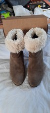 Ladies Sage/Light Brown Ankle Boots with Fur Cuff - TT BAGATT - Size 40(7UK)