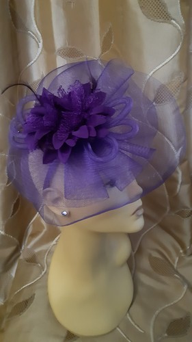 Purple fascinator hat - fascinator,