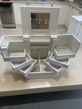 Lori Greiner White Wood For Your Ease Only 4 Tier Mirror Jewellery Box Cosmetics